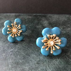Blue Floral Earrings NOS - New, Never Worn